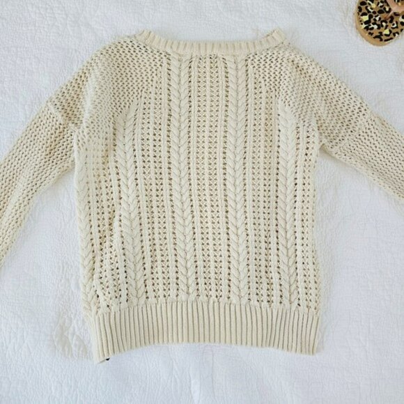 Volcom Women's Ivory Open Knit Sweater Size Small Rounded Neckline Beachy Boho - Picture 11 of 12